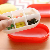 Pilulier portable en plastique de style japonais abordable, en forme de capsule, distributeur hebdomadaire à 6 compartiments, mini pilulier