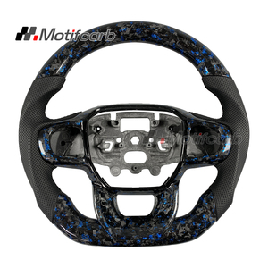 Volant personnalisé en carbone forgé bleu pour Ford Ranger XLT Raptor 2023-2026 avec poignées en cuir perforé, amélioration intérieure - Product Image 1