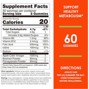 Gomitas de Vinagre de Sidra de Manzana Premium 1000mg con <span class=keywords><strong>Vitamina</strong></span> <span class=keywords><strong>B12</strong></span> y Ácido Fólico para el Metabolismo de Adultos, Salud Intestinal y Apoyo Diario al Bienestar - Product Image 2