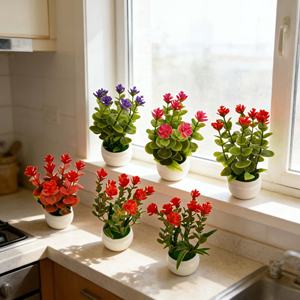 Lot de plantes artificielles en plastique d'<span class=keywords><strong>eucalyptus</strong></span> en <span class=keywords><strong>pot</strong></span>, multi-pièces, très réalistes, pour décoration de table et de bureau, effet naturel - Product Image 2