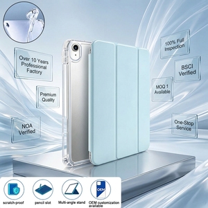 Funda Transparente para Tablet de Doble Material, Antigolpes, con Soporte Triple Plegable, Híbrida de TPU+PU con Soporte para iPad Air 13/Air 5 6/Pro 12.9 13 - Product Image 1