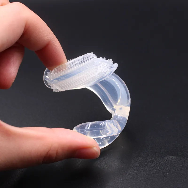 BPA 무료 실리콘 유아 손가락 칫솔 바비 트레이닝 손가락 칫솔 및 이빨