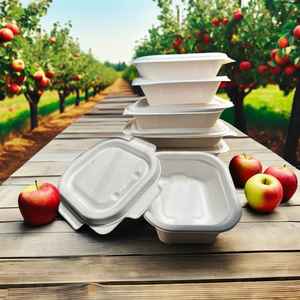 กล่องอาหารทรงสี่เหลี่ยมแบบใช้แล้วทิ้ง เป็นมิตรกับสิ่งแวดล้อม ผลิตจากเยื่อกระดาษเคลือบด้าน พิมพ์โลโก้ได้ สำหรับใส่บะหมี่ สลัด  พร้อมคุณสมบัติป้องกันรังสียูวี ลายนูน และเคลือบผิว - Product Image 2