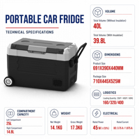 Neuer Auto-Kühlschrank 40L Kompressor Dual-Zone-Adapter für Wohnmobil, LKW, universelle Fahrzeuge, Konservierungsfreier Gefrierschrank für Picknick und Heimgebrauch