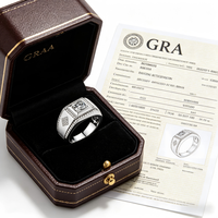 Bague de luxe Hip Hop plaquée or en argent sterling S925 avec moissanite D VVS1, cadeau pour petit ami, pour les fêtes et le quotidien