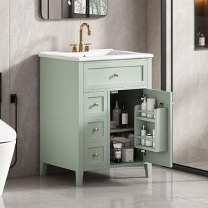 Mobile <span class=keywords><strong>Bagno</strong></span> Moderno in <span class=keywords><strong>Legno</strong></span> e Ceramica <span class=keywords><strong>con</strong></span> Cassetto Estraibile Multifunzione e Ripiano Regolabile, 24 Pollici, Set Lavabo - Product Image 4