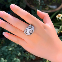 Grandes bagues de fiançailles élégantes en peau de serpent léopard avec zircon cubique multicolore pour femmes, bijoux de fête de mariée chics