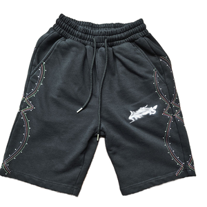 Men's Plus Size Mid Waist Eco-Friendly Breathable High Quality Summer Heavy Washed Terry Vintage Loose <b>Drawstring</b> High Shorts - Product Image 1