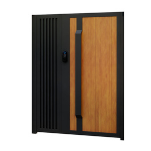 Porta da Giardino Moderna Antifurto in Lega di Alluminio e Ferro, Porta d'Ingresso in Acciaio Inox, Plastica e Legno, Singola o Doppia, Garanzia 1 Anno - Product Image 4