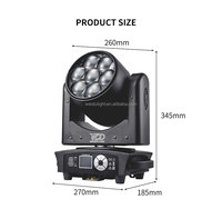 WEDOSTAGE Luz de Cabeza Móvil LED Wash 4 en 1 IP20 350W 7x40W RGBW con Control DMX512 CRI90 540/270 Pan/Tilt para Escenario, Bar y Fiestas