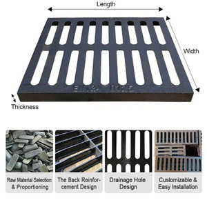 <span class=keywords><strong>Grille</strong></span> de sol carrée en <span class=keywords><strong>fonte</strong></span> métallique durable pour applications industrielles, de construction et de fonderie - Product Image 6