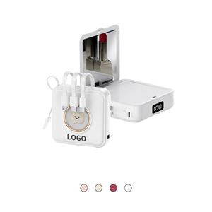 Banco de Energía Portátil de 10000 mAh con Logotipo Personalizado, Mini Espejo de Maquillaje de Bolsillo con Cable Integrado - Product Image 1