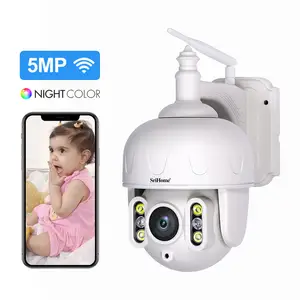 Dukungan 5G & 2.4G WiFi Kamera CCTV Luar Ruangan Lampu Sorot Warna Malam IR 30M Tahan Air IP66 Jaringan Kamera PTZ