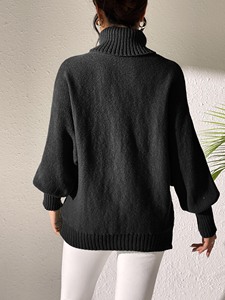Abiti da donna in maglia calda Casual invernali su misura in fabbrica a maniche lunghe in maglia Top a collo alto ampio maglione da donna da donna - Product Image 5