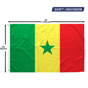 Drapeau du Sénégal 3x5 pieds en polyester, impression recto, œillets en laiton, vente en gros, 3x5 90x150cm, drapeau de la République du Sénégal - Product Image 1