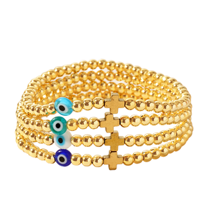 18K Gold Plated <b>Healing</b> Hematite Stone Cross Beaded for <b>Bracelet</b> Fashion Jewelry for Women Stylish Trendy Gift - Product Image 1