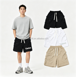 Pantalones Cortos Cargo para Hombre, con Logotipo Personalizado, Cordón Ajustable, Estilo Bermuda, Color Sólido, Tela Oxford, Estilo Casual, Material Transpirable de Poliéster - Product Image 1