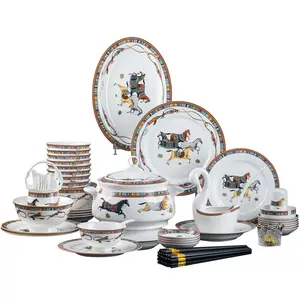 Vajilla de cerámica, juego de platos de porcelana China, cuencos de hueso, juego de vajilla