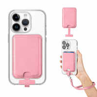 Tempat Kartu Magnetik Kulit PU Mewah Dengan Tali Lepas Pasang untuk iPhone17 16 15 14 13 Seri Logo Personal Pro Set Baru