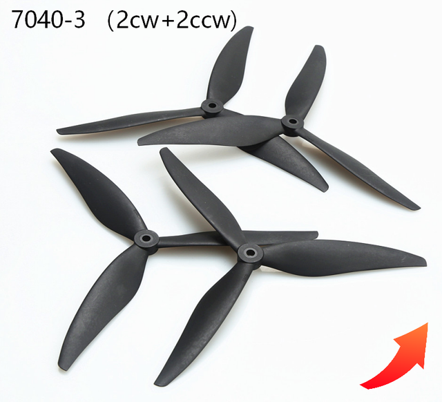 Tracker 7040-3 7x4x3 Black (2CW+2CCW) 3 Blade 7 Inch Carbon Fiber Nylon Propeller 20g for RC Multi-rotor FPV Parts