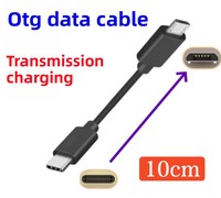 Kabel USB 3.1 Tipe C ke Micro B 2.0 Pendek OTG 3A Pengisian Cepat 10cm 25cm 50cm PVC Hitam Grosir untuk Ponsel & Earphone