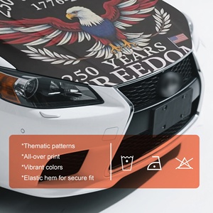 Housse de capot de voiture drapeau USA 4x5 pieds, 250 ans de liberté, fond foncé, aigle, protection anti-poussière extensible pour le défilé du Jour des Vétérans - Product Image 5