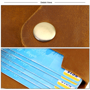 Tarjetero de Cuero Genuino Hecho a Mano, Minimalista, Delgado, Monedero para Monedas, Estuche para Tarjetas de Crédito Retro de Piel de Vaca, Regalo - Product Image 6