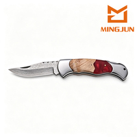 Couteau pliant en acier Damas VG10, manche en bois de burl et résine, outil EDC portable haute dureté pour l'extérieur et la collection