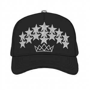 Casquette de baseball streetwear <span class=keywords><strong>Latino</strong></span> personnalisée brodée, style vintage délavé et vieilli, avec patchs gothiques LA, étoile, couronne, croix et visière pare-soleil - Product Image 2