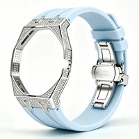 Maßgefertigtes Luxus-VVS-Moissanit-Diamant-Metallgehäuse für AP Swatch Royal Pop Diamantgehäuse Silikonarmband für AP Royal Pop SWatch