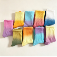 Chaussettes en coton tricotées personnalisées avec logo, teintes par immersion, respirantes, durables, colorées, de haute qualité, pour femmes et hommes, usage quotidien