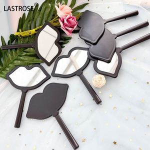 OEM Lip-Shaped Mini <b>Mirror</b> and Private Label Black Pocket Makeup Tool Set Wholesale <b>Small</b> Squared Eyelash Tweezers - Product Image 1