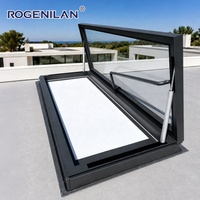 Fenêtre de toit à ouverture verticale en aluminium imperméable de style américain Rogenilan, double vitrage trempé, fenêtres de toit solaires extérieures