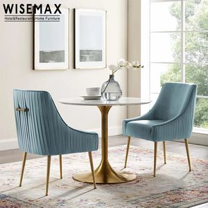 WISEMAX Luxury Stainless Steel Furniture Modern Gold Metal Accent <strong>Chair</strong> Leisure Navy Blue <strong>Velvet</strong> Upholstered <strong>Dining</strong> <strong>Chair</strong> - Product Image 2