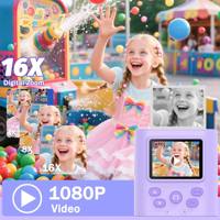 Mini appareil photo instantané pour enfants avec zoom optique et flash intégré, appareil photo numérique HD 1080P pour enfants avec carte MicroSD