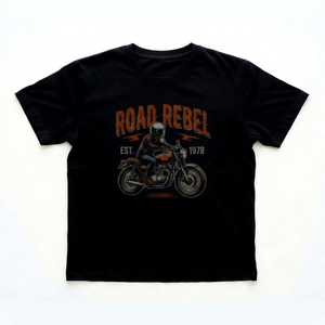 เสื้อยืดคอกลมแขนสั้นผ้าฝ้ายพิมพ์ลายสไตล์ไบค์เกอร์สำหรับผู้ชาย ใส่สบาย ระบายอากาศได้ดี มีโลโก้ด้านหน้า เหมาะสำหรับฤดูร้อน - Product Image 1