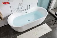 Baignoire autoportante en acrylique de forme ovale moderne de 1.8m avec drain et robinet pour la salle de bain de la maison ou de l'hôtel