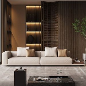 Sofá de cuero genuino Alien Horizon, forma Horizon, muebles modernos minimalistas para sala de estar, para villas y apartamentos. - Product Image 2