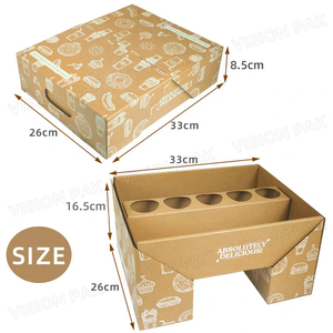 Caja de plato de papel de regalo de frutas/nueces con mango troquelado cesta de comida de fruta seca/fresca bandeja plana caja de dulces golosinas caja cuadrada cesto - Product Image 6