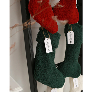 Bas du père Noël personnalisé noël enfants cadeau <span class=keywords><strong>chaussette</strong></span> boucle vierge fausse fourrure Sherpa bas de noël nouveau Style - Product Image 3
