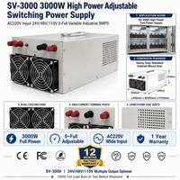 Fuente de Alimentación Conmutada Industrial de 3KW SV-3000 Ajustable 24V 60A 48V 120A, Fuente de CC para Pruebas de Automatización y Bancos de Envejecimiento