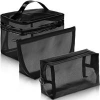 Voyage cosmétique sac femmes fermeture éclair maille trousse de maquillage pochette de rangement vinyle air toilette beauté clair sacs cosmétiques