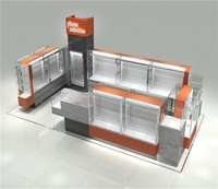 Kunden spezifische rote Glas vitrine LED für Showroom Schmuck Elektronik Zubehör für Handy Mall Kiosk Showcase Display