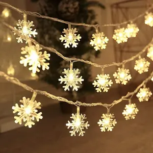 Оптовая Продажа светодиодная гирлянда в виде снежинки для Рождественского украшения с батарейным отсеком