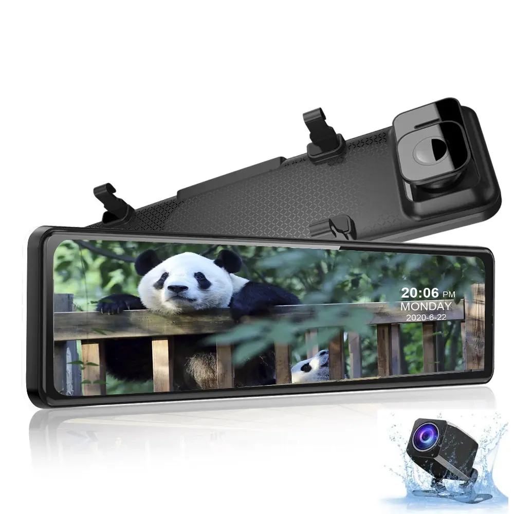 2K कार वीडियो रिकॉर्डर 12 ''रियरव्यू मिरर कार Dvr सोनी IMX335 अल्ट्रा HD 2560*1440P पानी का छींटा कैम जीपीएस रात दृष्टि के साथ रिवर्स कैमरा
