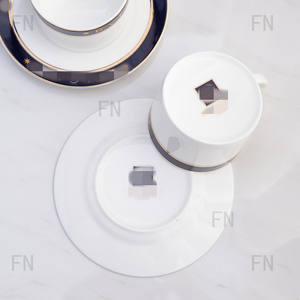 Hot <b>Sale</b> European Luxury Red and Blue Circle Porcelain Tea Cup & Saucer Set <b>for</b> Coffee Afternoon Tea <b>for</b> Hotel Party - Product Image 4