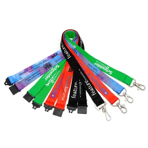 China Supplier Custom Flat Polyester Lanyard Customized Sublimated Neck Strap With Release Buckle