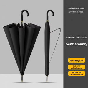 High-End Gift Advertising Umbrella with Logo Automatic Business Double Storm-Resistant UV Protection Wooden & Long Handle Men