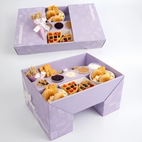 Boîte à pâtisserie et desserts personnalisée en carton ondulé avec couvercle convertible pour fruits, gâteaux, aliments frits, pâtisseries, desserts et sauces variées