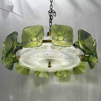 Lampe suspendue en verre moderne avec chaîne en fer antique, alimentation CA, éclairage d'hôtel pour la décoration de salle à manger/salon